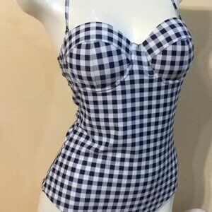 Gap gingham navy white one piece underwire swimsuit XS